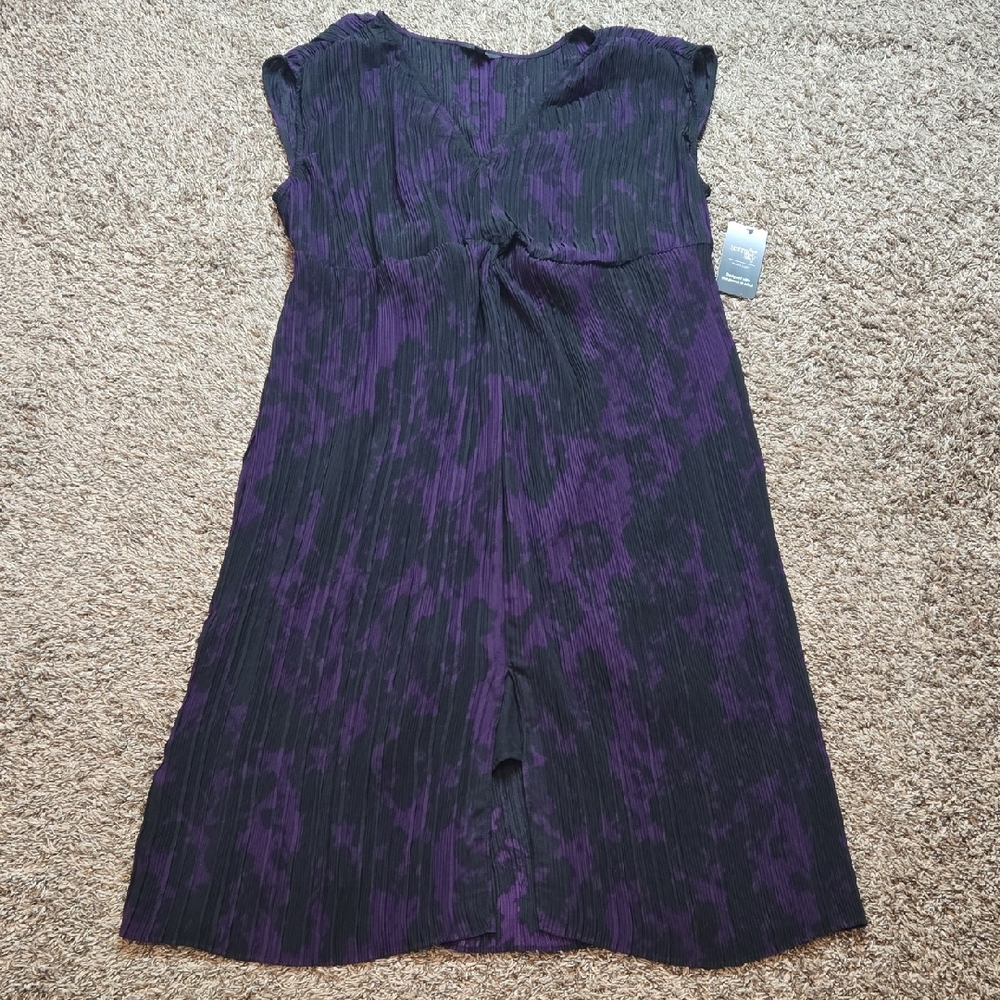 Terra & Sky Black Label Plus Size 1X 16W - 18W Plisse Purple Midi Dress